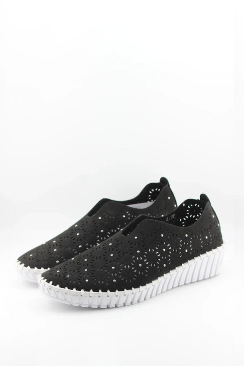 Bernie Mev Laser-Cut Slip-On Wedge Sneakers